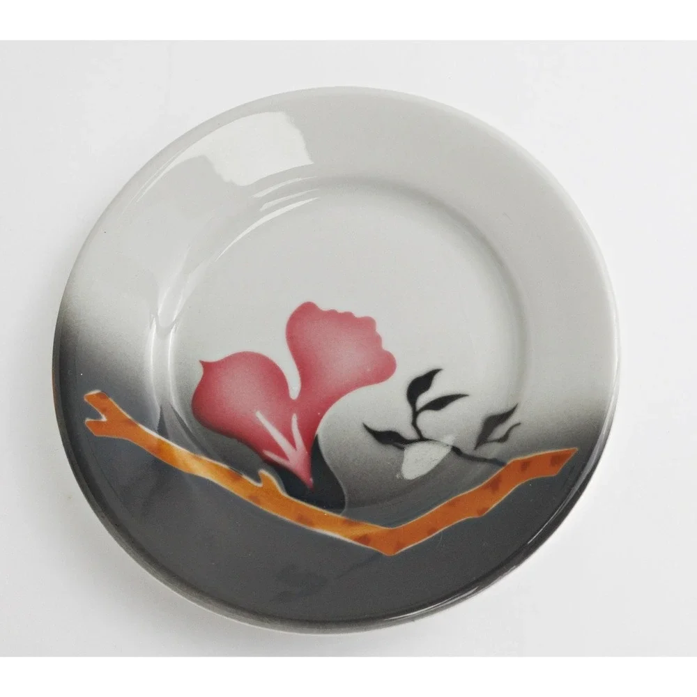 Vintage 1970s Jackson China Pink Flower Airbrush Pattern Restaurant Plates 5.5